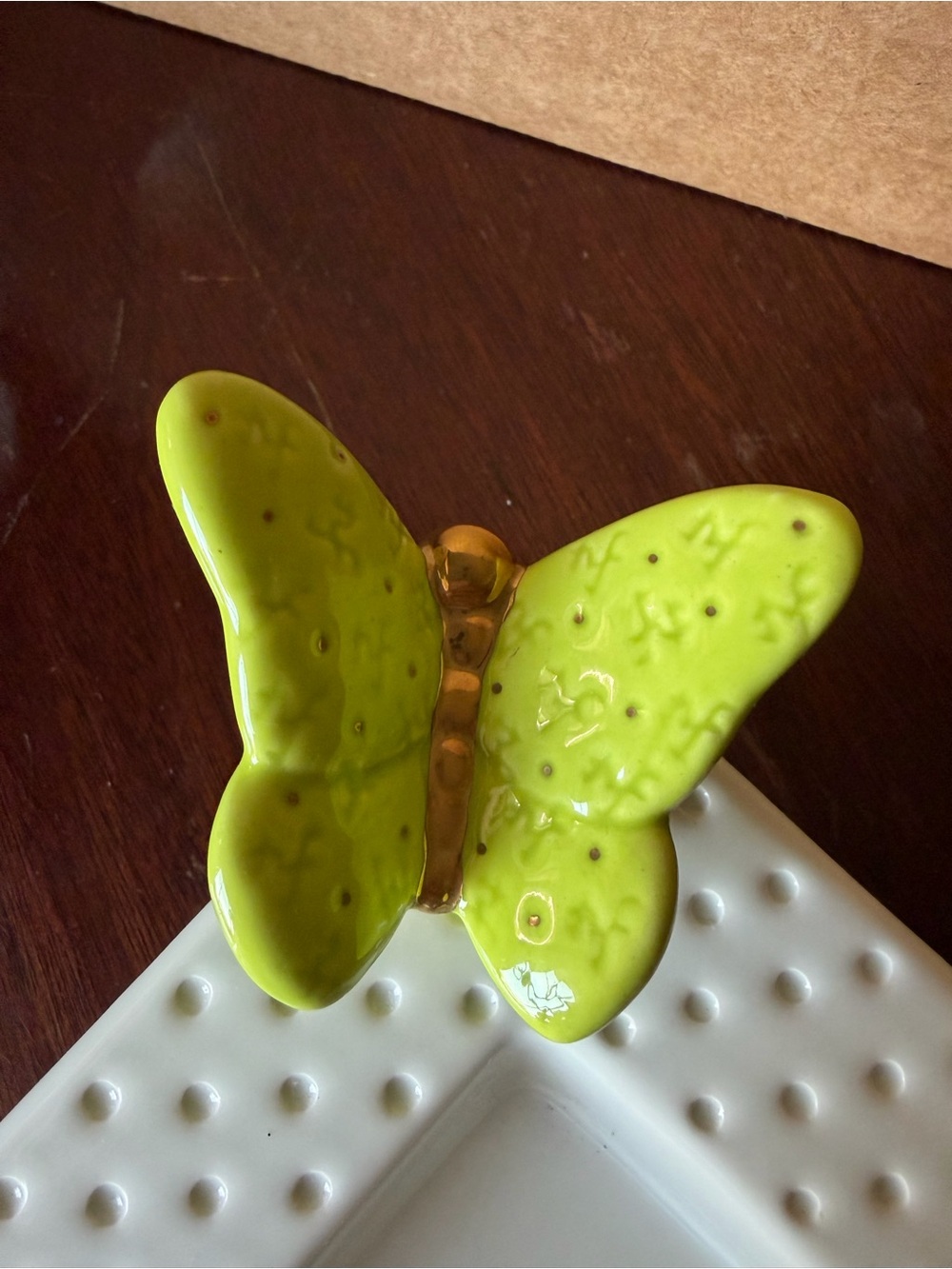 Nora Fleming RETIRED AND RARE Lime Green Butterfly Mini with Gold Accent